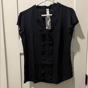 Elegant Black Ruffled Blouse by BMJL